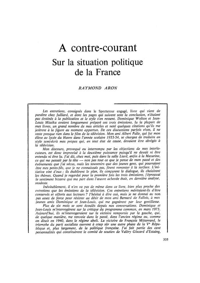 À contre-courant. Sur la situation politique de la France
 – page 1