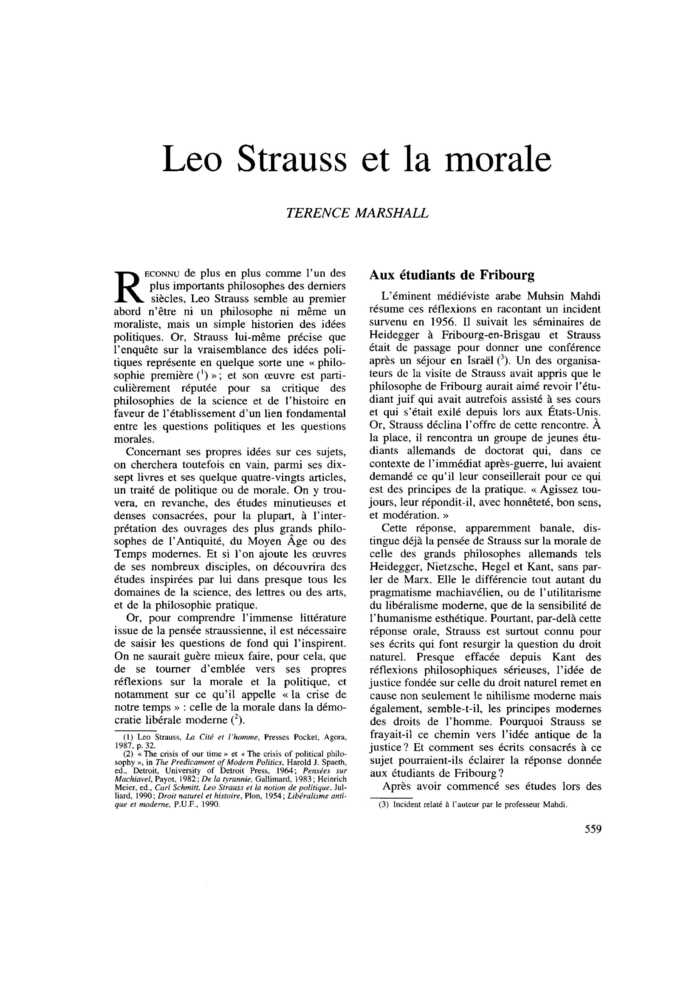 Léo Strauss et la morale
 – page 1
