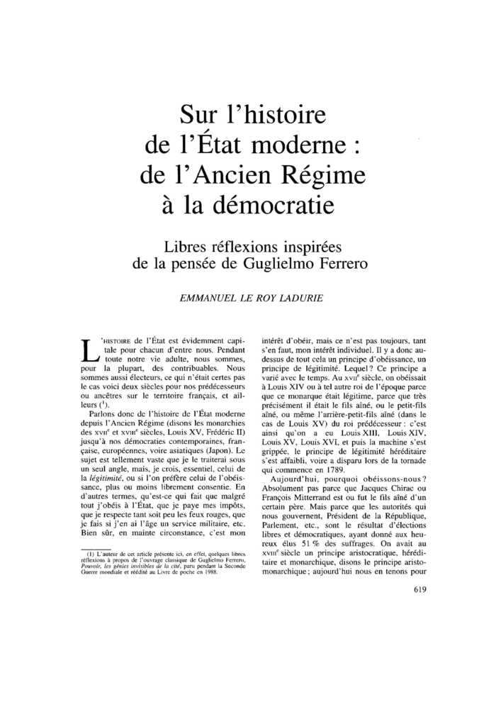 Sur l’histoire de l’État moderne : de l’Ancien Régime à la démocratie
 – page 1