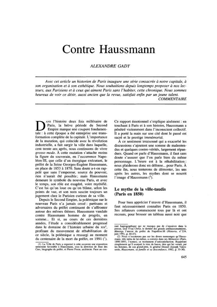 Contre Haussmann
 – page 1