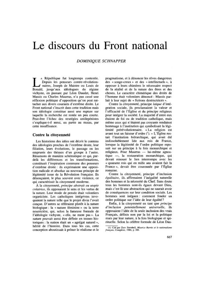 Le discours du Front national
 – page 1