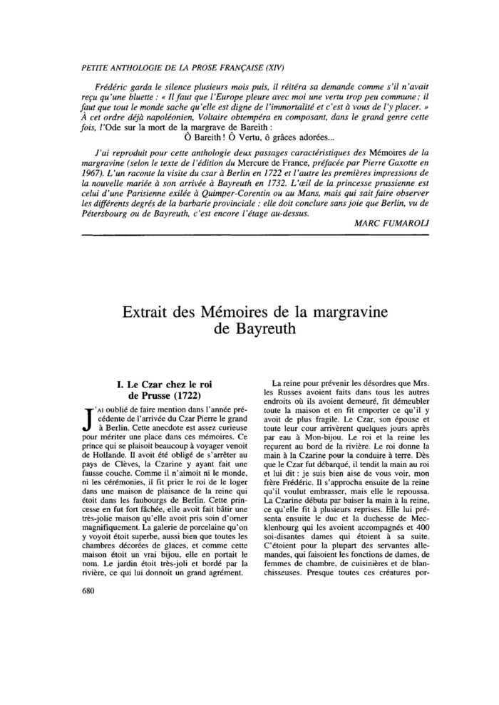 Extrait des Mémoires de la margravine de Bayreuth
 – page 1