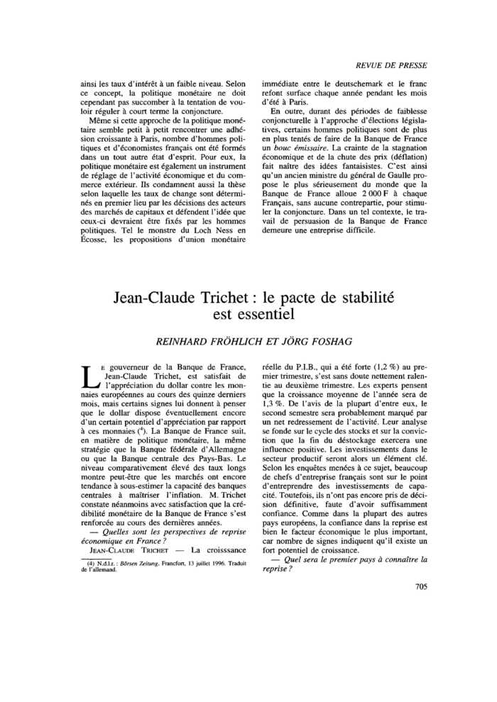 Jean-Claude Trichet : le pacte de stabilité est essentiel
 – page 1