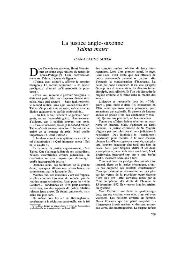 La justice anglo-saxonne. Talma mater
 – page 1