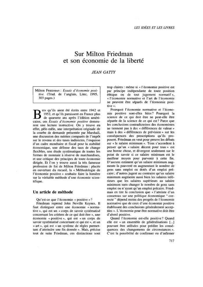 Sur Milton Friedman et son économie de la liberté
 – page 1