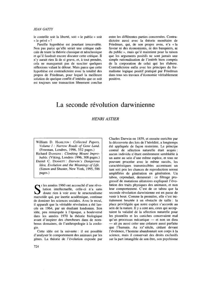 La seconde révolution darwinienne
 – page 1