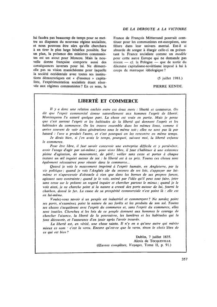 LIBERTÉ ET COMMERCE
 – page 1