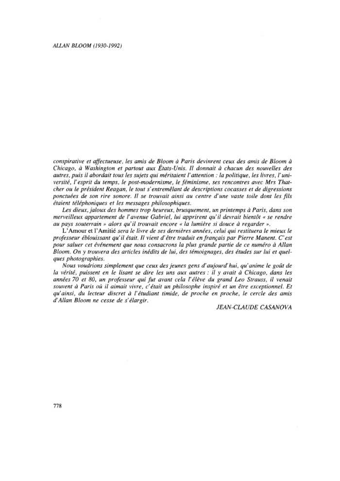 Allan Bloom (1930-1992) : L’homme et l’œuvre
 – page 2