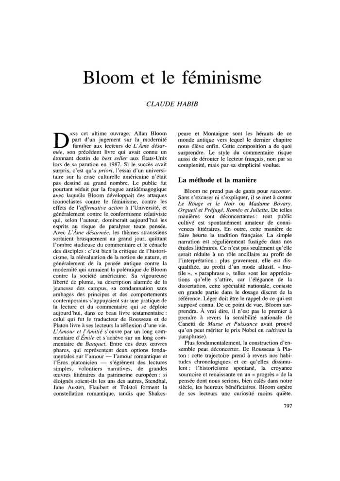 Bloom et le féminisme
 – page 1