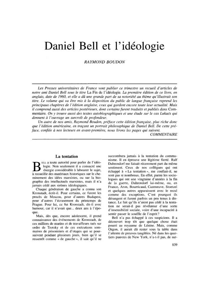Daniel Bell et l’idéologie
 – page 1