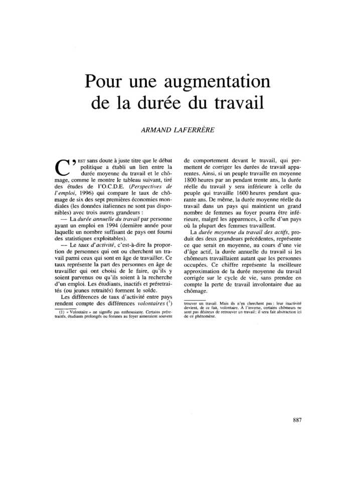 Pour une augmentation de la durée du travail
 – page 1