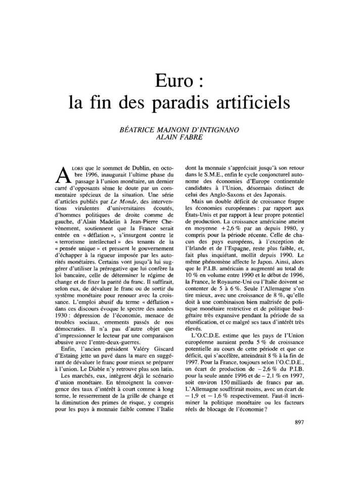 Euro : la fin des paradis artificiels
 – page 1