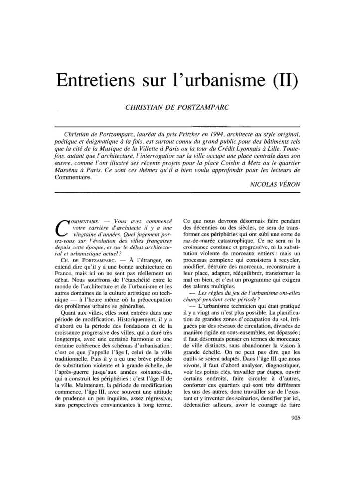 Entretiens sur l’urbanisme (II)
 – page 1