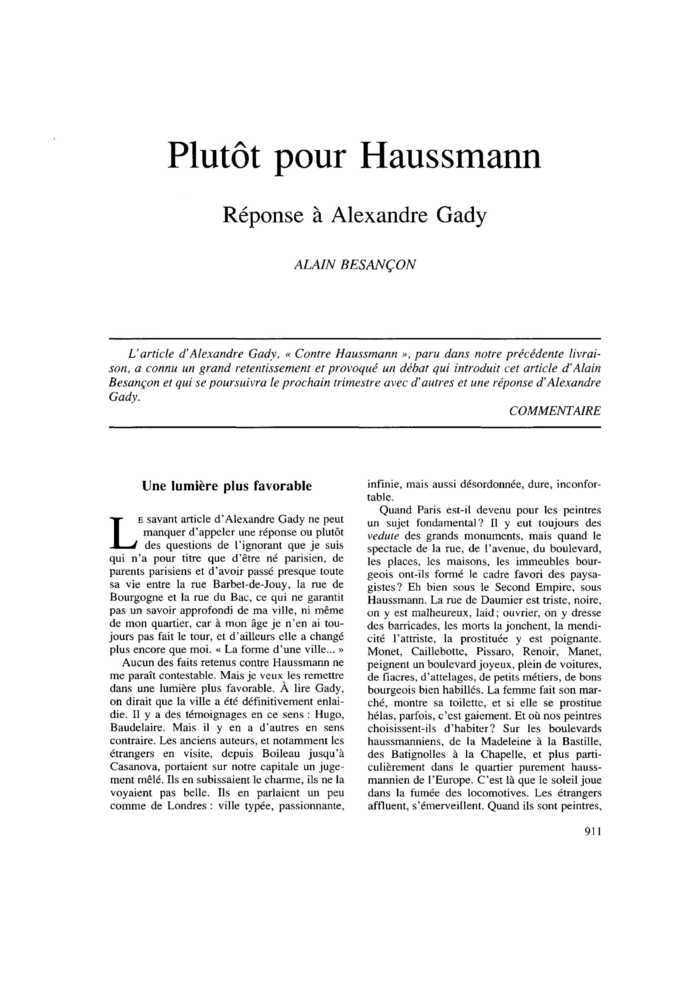 Plutôt pour Haussmann. Réponse à Alexandre Gady
 – page 1