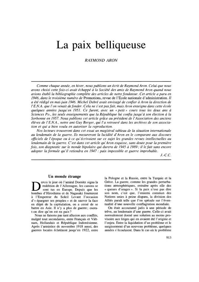 La paix belliqueuse
 – page 1