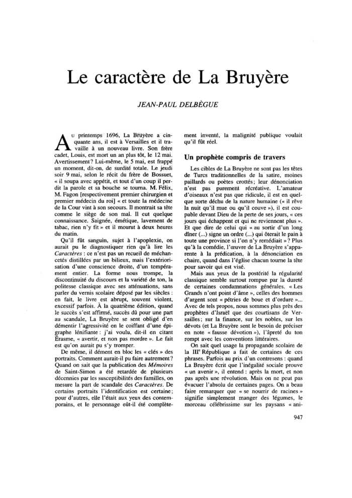 Le caractère de La Bruyère
 – page 1