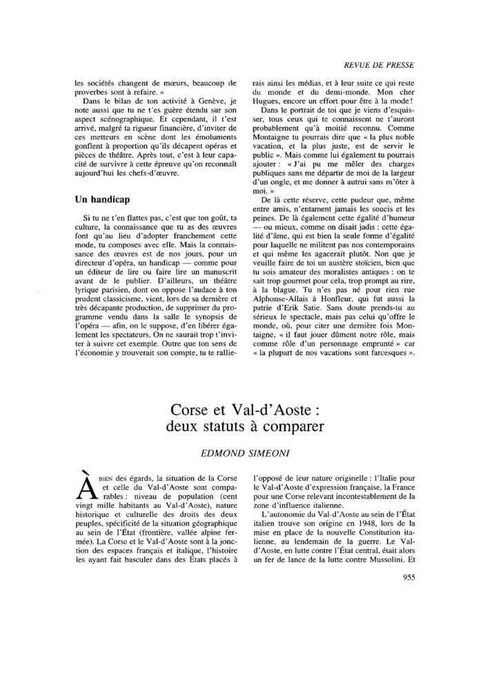 Corse et Val-d’Aoste : deux status à comparer
 – page 1