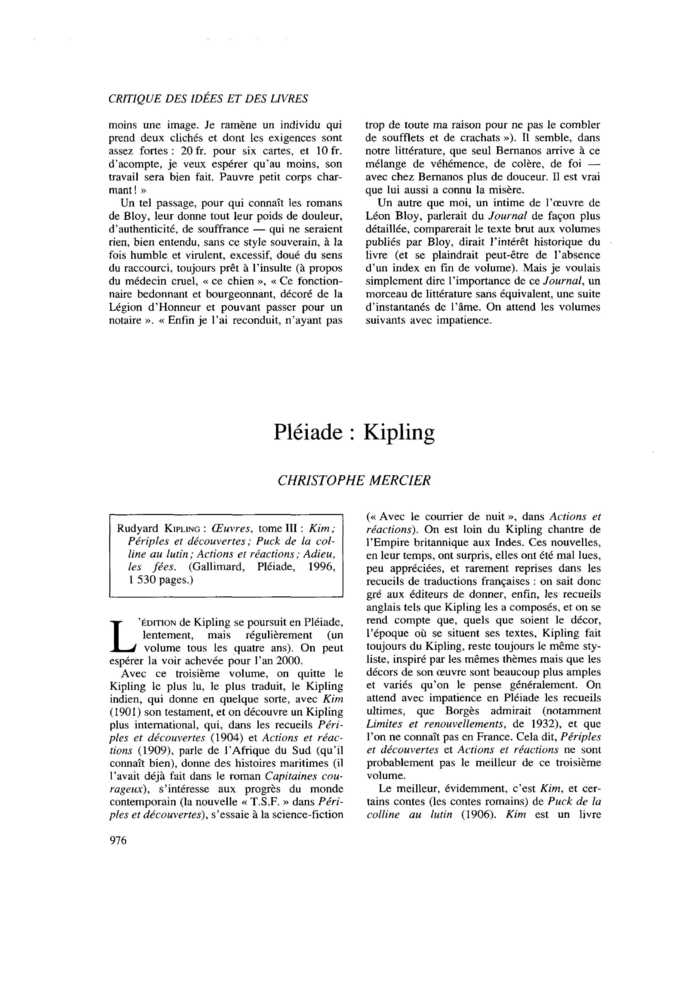 Pléiade : Kipling
 – page 1