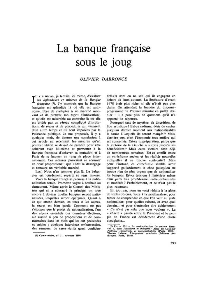 La banque française sous le joug
 – page 1
