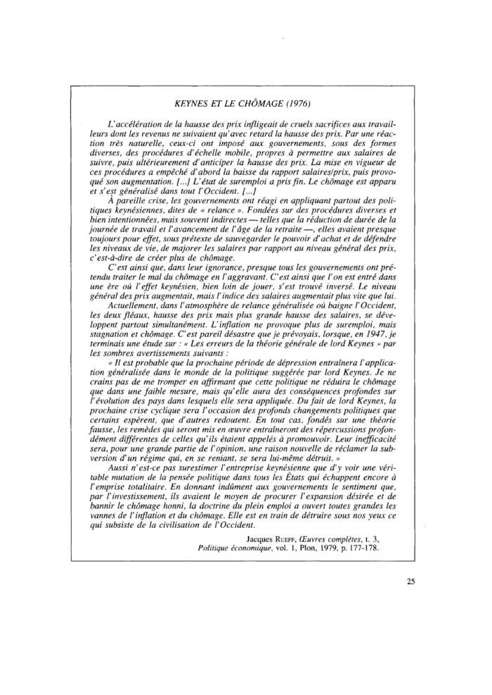 KEYNES ET LE CHÔMAGE (1976)
 – page 1