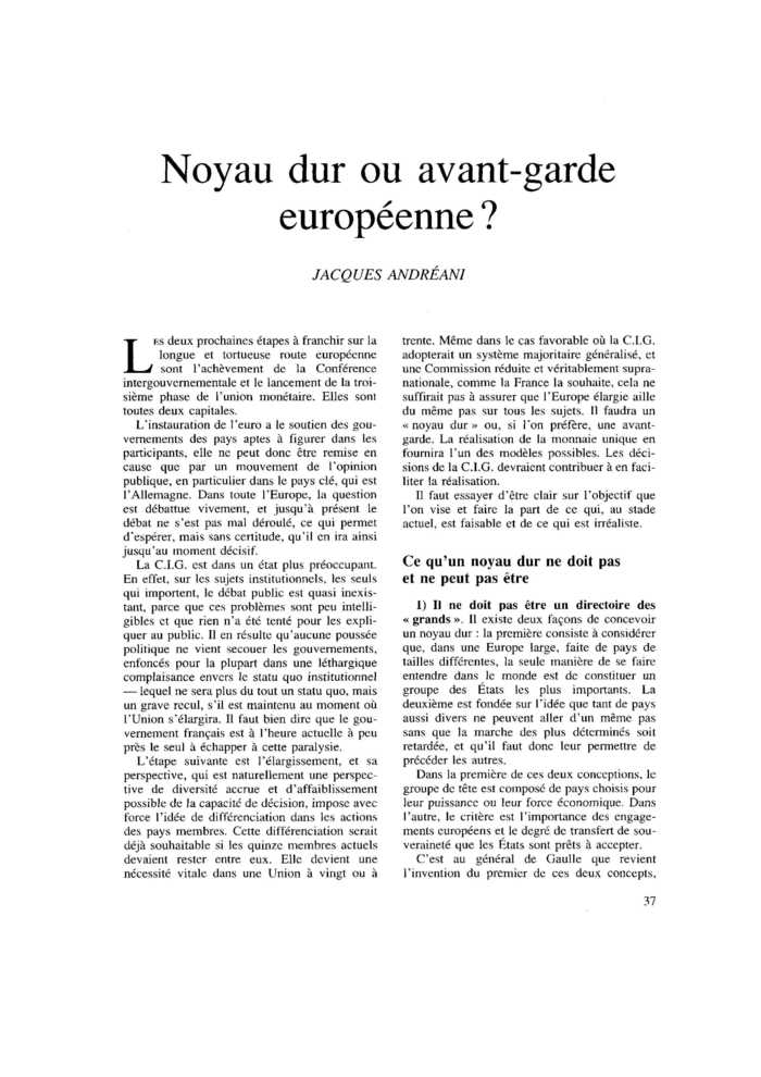 Noyau dur ou avant-garde européenne ?
 – page 1