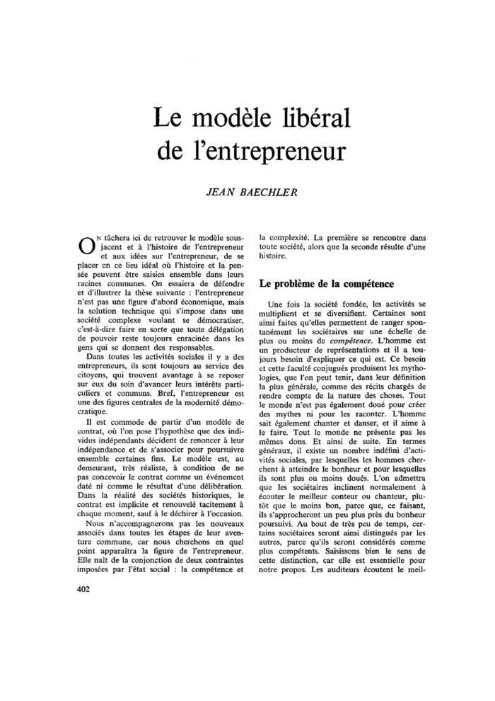 Le modèle libéral de l’entrepreneur
 – page 1