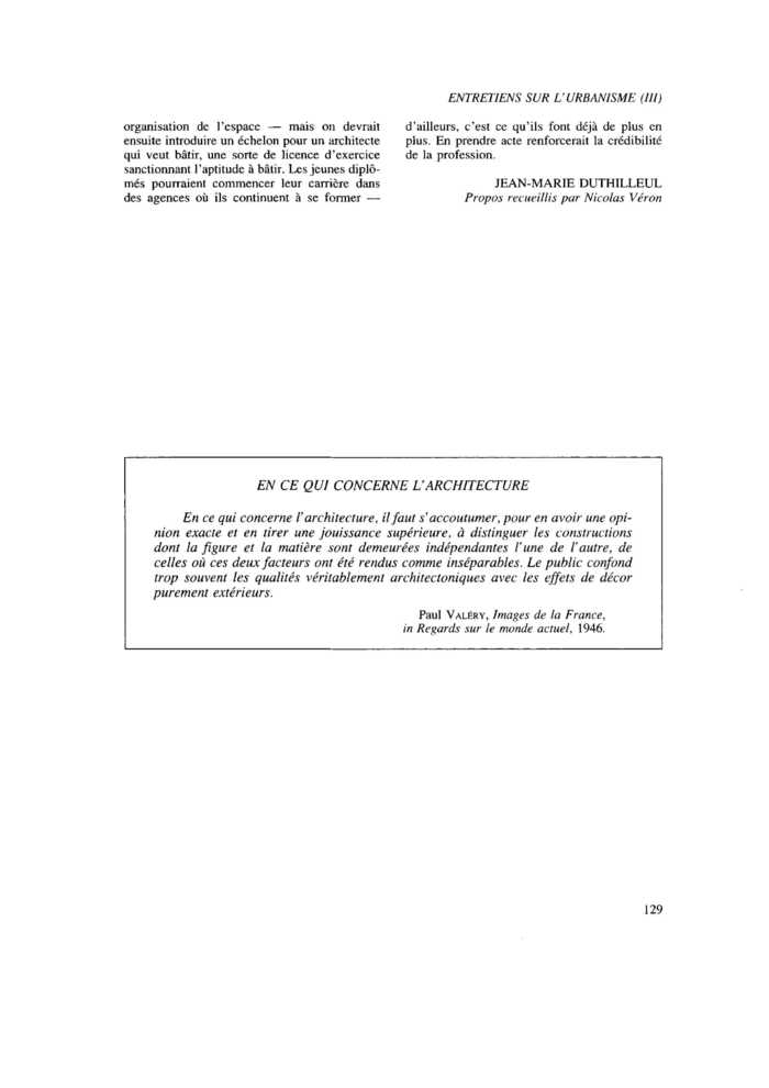 EN CE QUI CONCERNE L’ARCHITECTURE
 – page 1