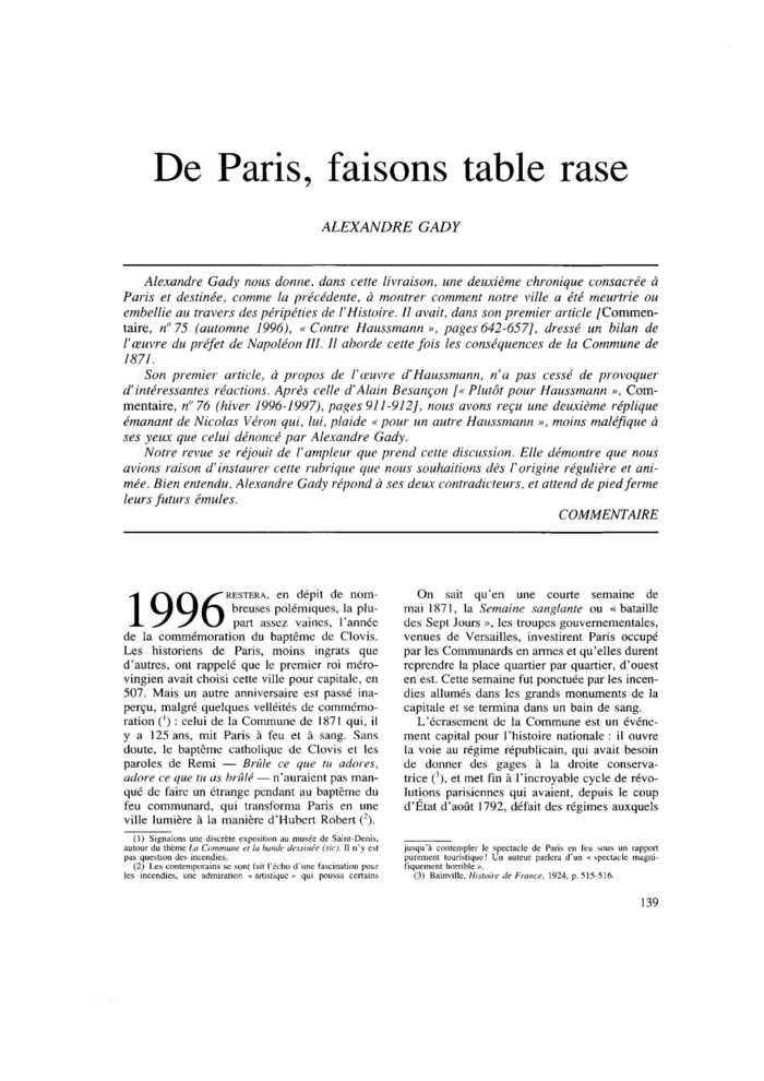 De Paris, faisons table rase
 – page 1