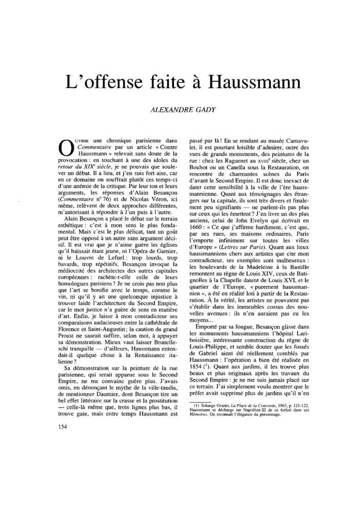 L’offense faite à Haussmann
 – page 1