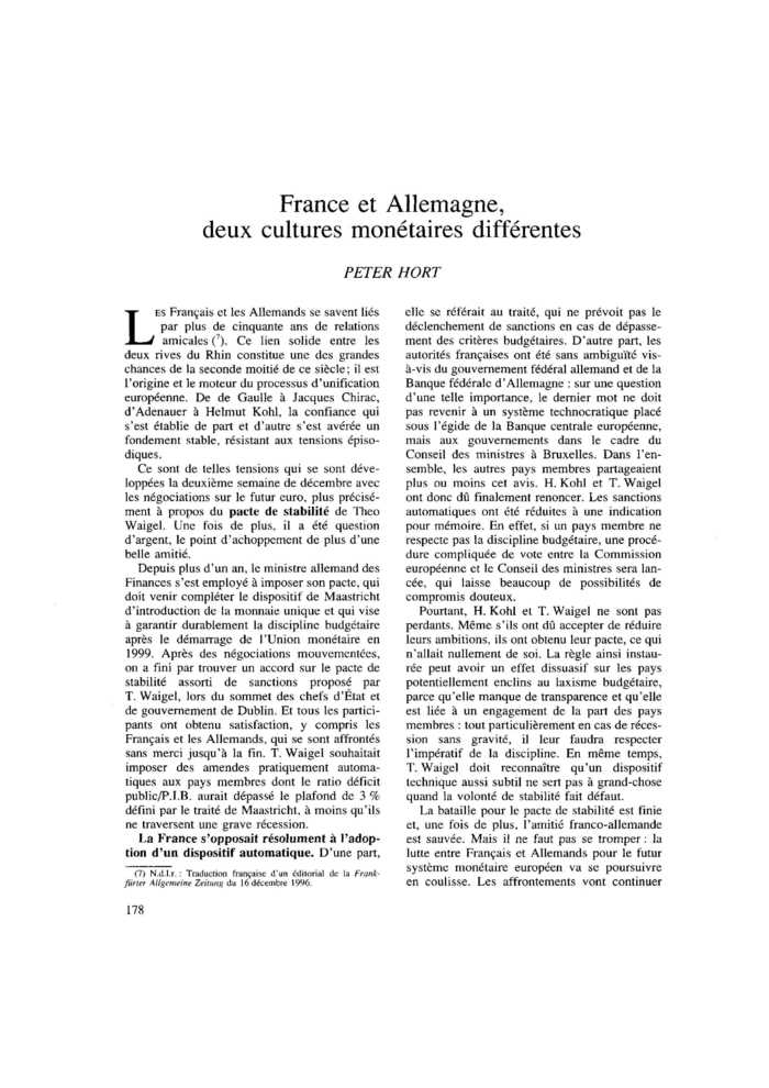 France et Allemagne, deux cultures monétaires différentes
 – page 1