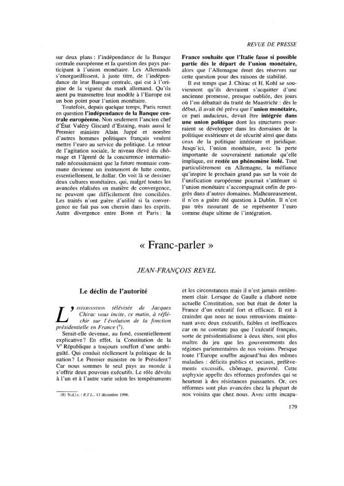 « Franc-parler »
 – page 1