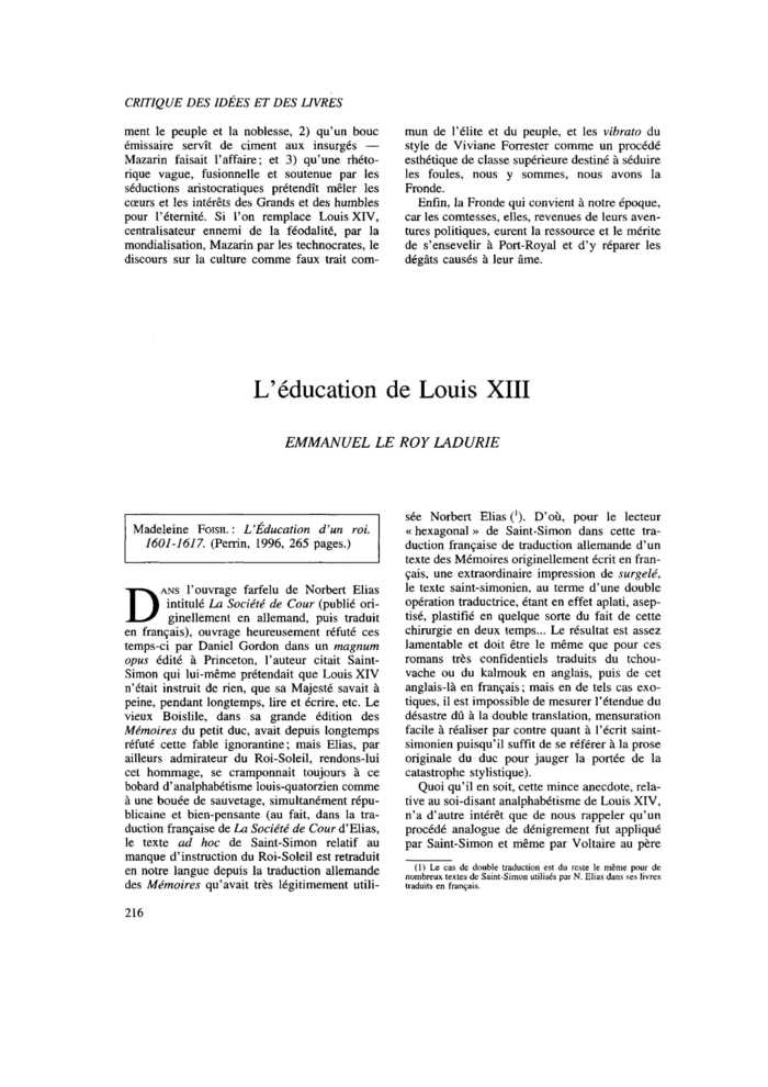 L’éducation de Louis XIII
 – page 1