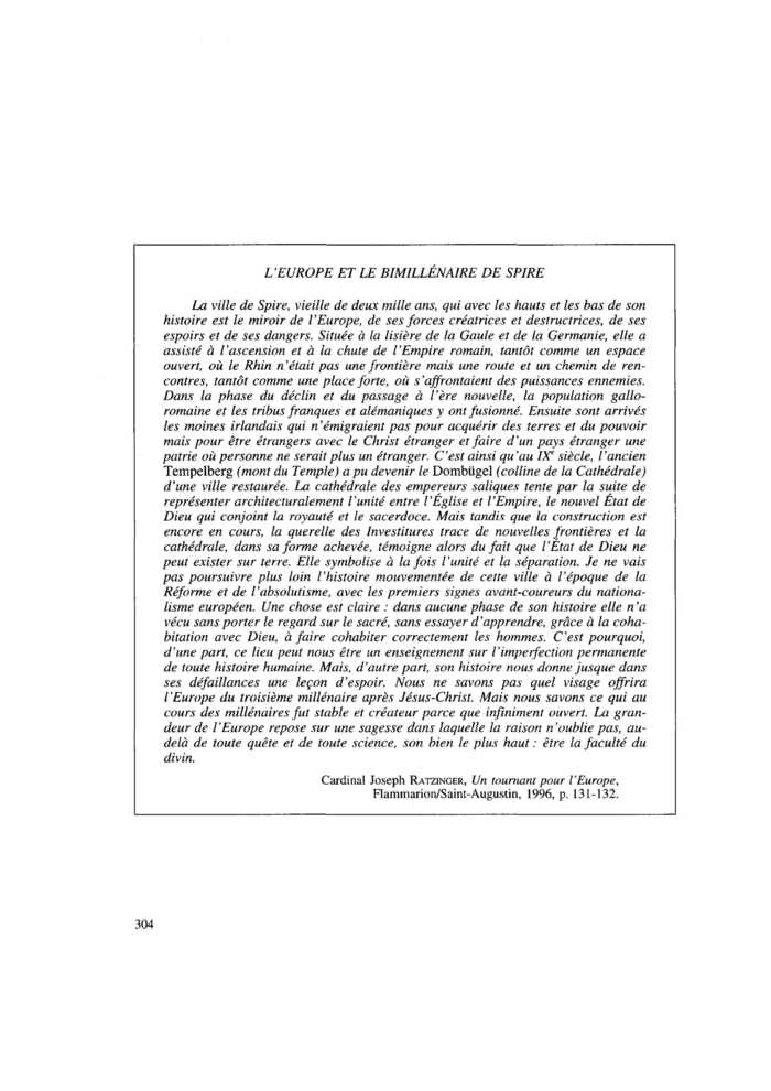 L’EUROPE ET LE BIMILLÉNAIRE DE SPIRE
 – page 1