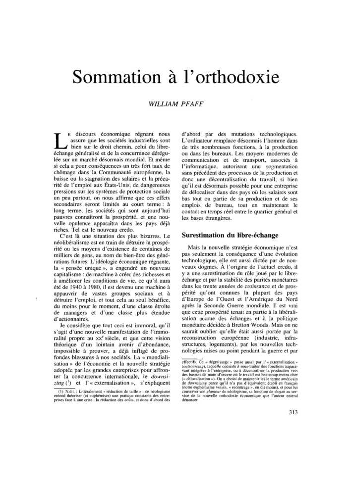 Sommation à l’orthodoxie
 – page 1