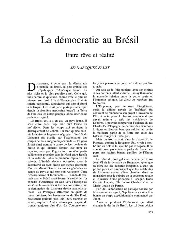 La démocratie au Brésil
 – page 1