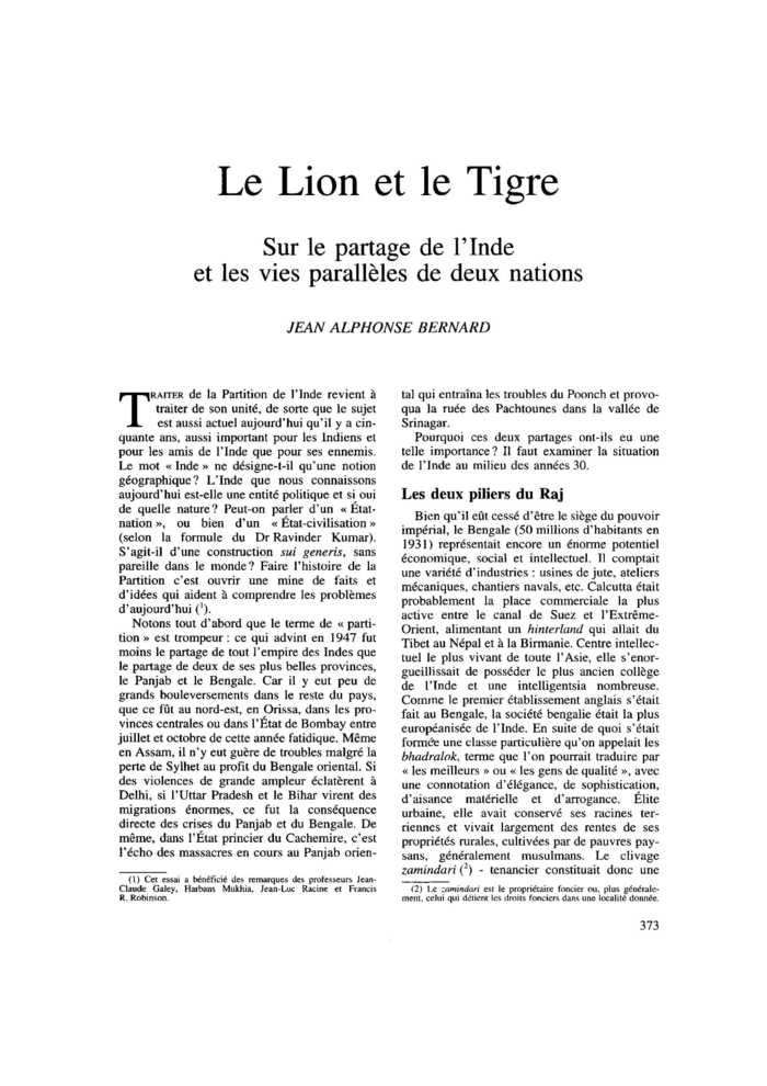 Le Lion et le Tigre. Sur le partage de l’Inde et les vies parallèles de deux nations
 – page 1
