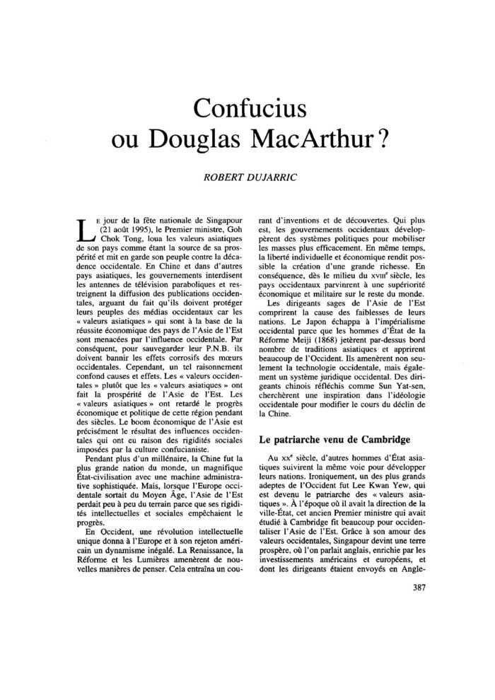Confucius ou Douglas Mac Arthur ?
 – page 1