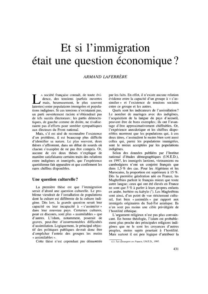 Et si l’immigration était une question économique ?
 – page 1