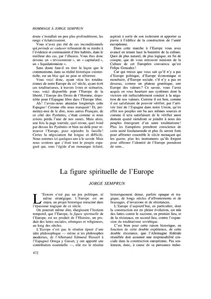 La figure spirituelle de l’Europe
 – page 1
