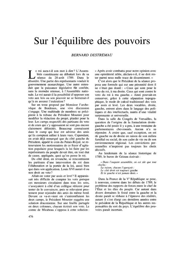 Sur l’équilibre des pouvoirs
 – page 1