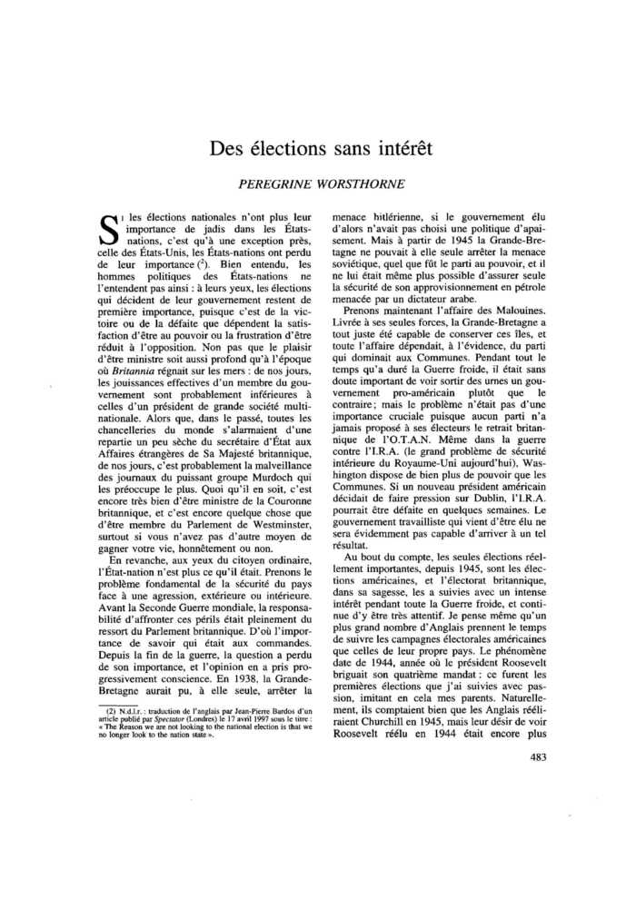 Des élections sans intérêt
 – page 1