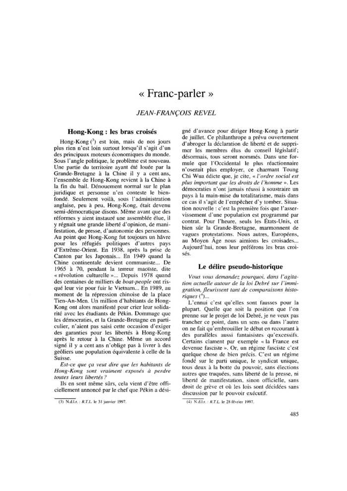 « Franc-parler »
 – page 1