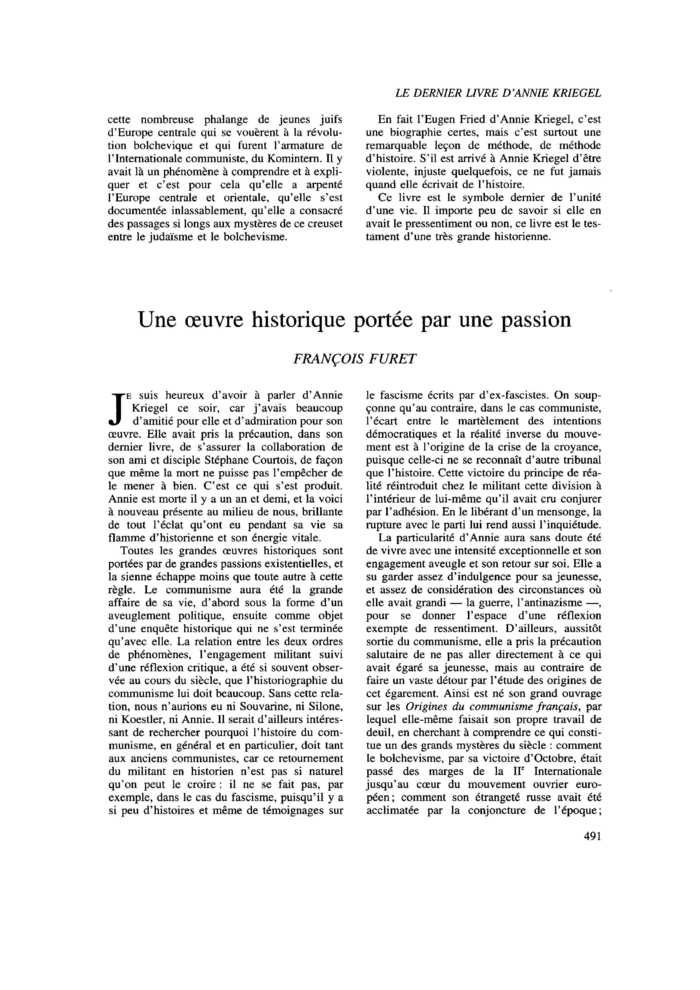 Une œuvre historique portée par une passion
 – page 1