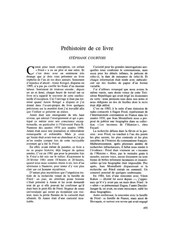 Préhistoire de ce livre
 – page 1