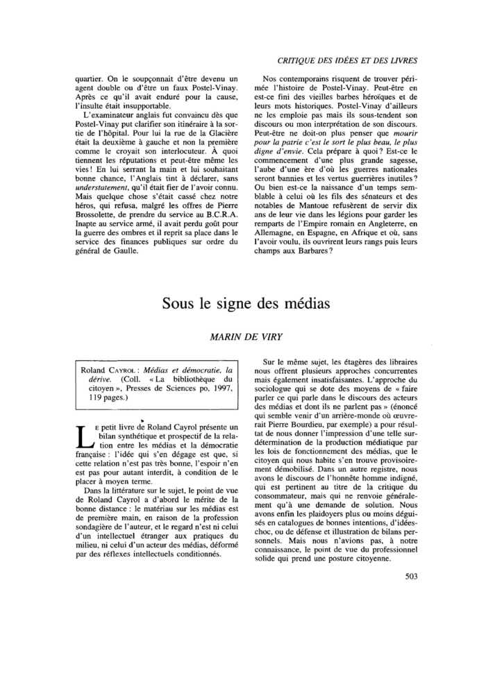 Sous le signe des médias
 – page 1