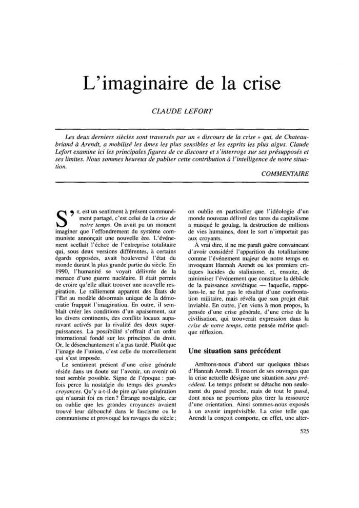 L’imaginaire de la crise
 – page 1