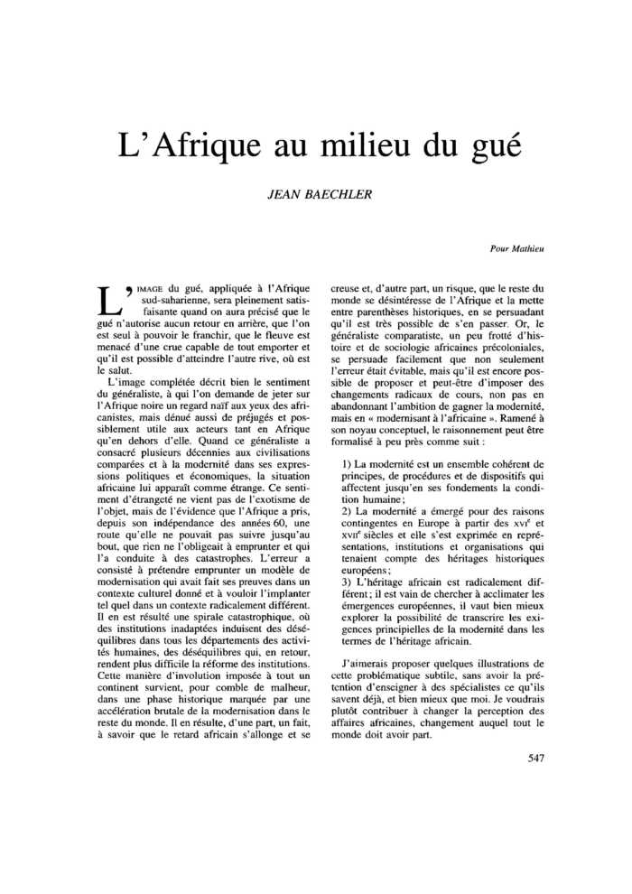 L’Afrique au milieu du gué
 – page 1