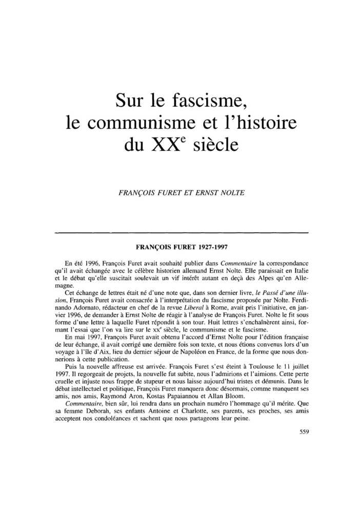 FRANÇOIS FURET 1927-1997
 – page 1