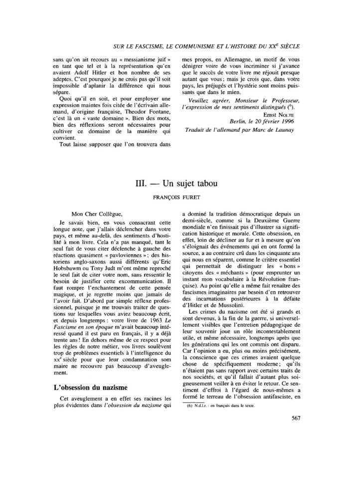 III. Un sujet tabou
 – page 1