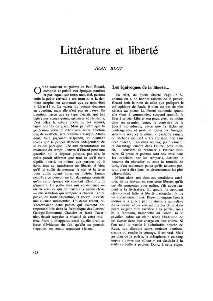 Littérature et liberté
 – page 1